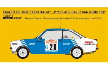 Decal – Ford Escort RS 1800 „FORD ITALIA“ 11th Rallye San Remo 1981